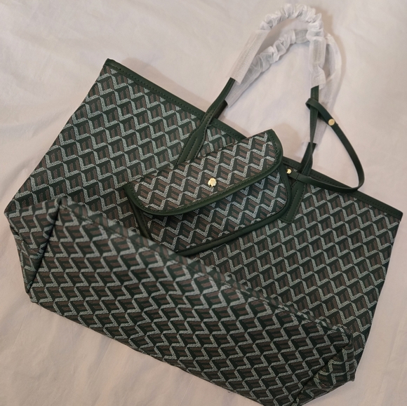 Green Geometric Printed Patterned Tote Bag - Picture 5 of 8